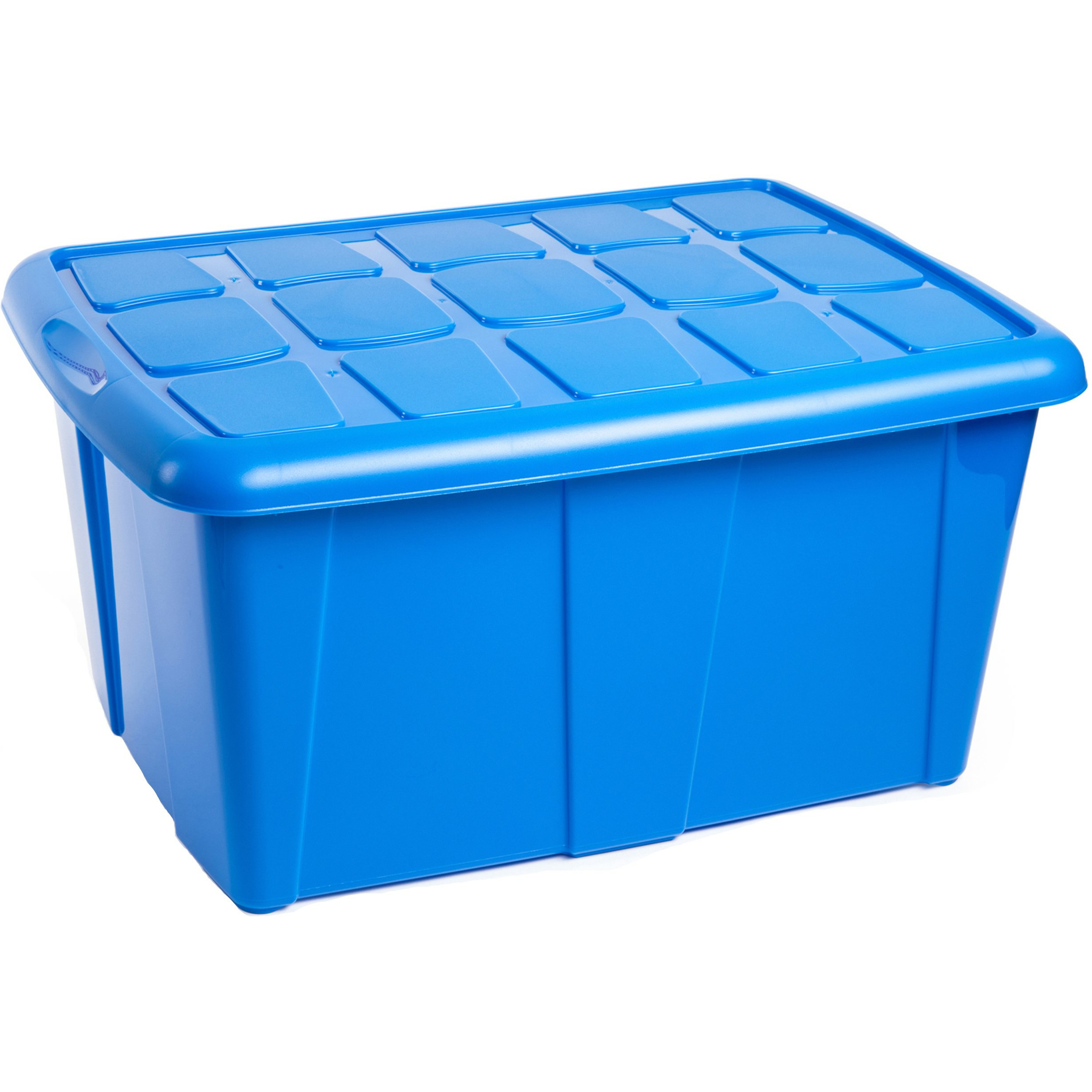 Opslagbox kist van 60 liter met deksel Blauw kunststof 63 x 46 x 32 cm