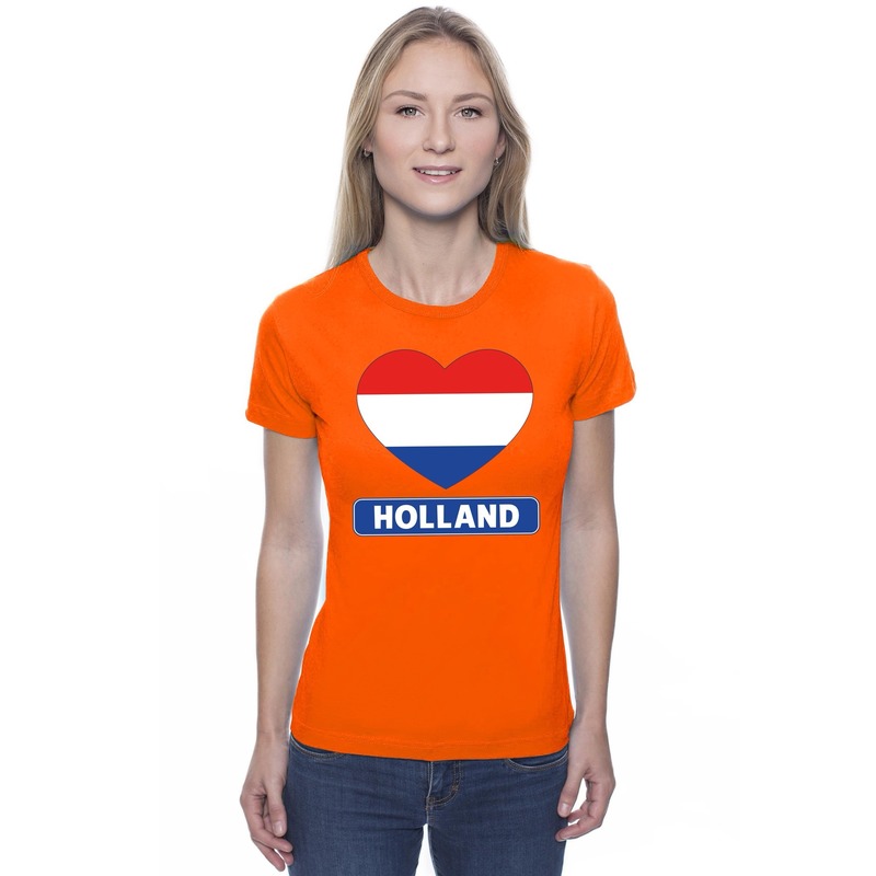 Oranje Holland hart vlag shirt dames