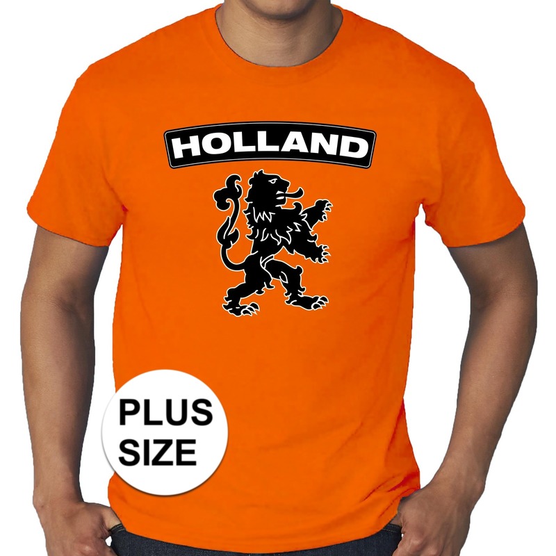 Oranje Holland shirt met zwarte leeuw grote maten shirt heren