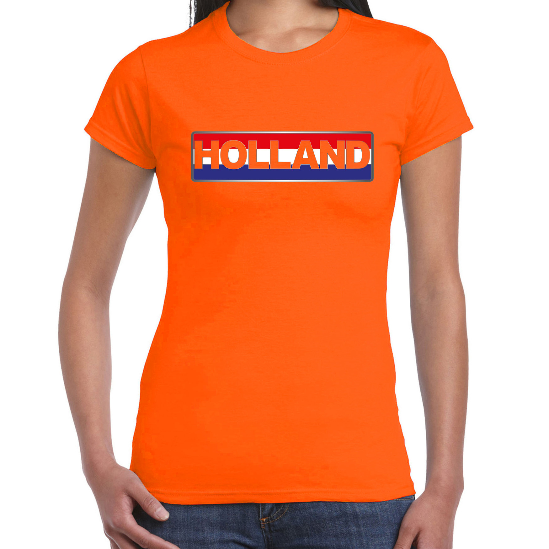 Oranje-Holland supporter t-shirt-shirt Holland banner oranje voor dames