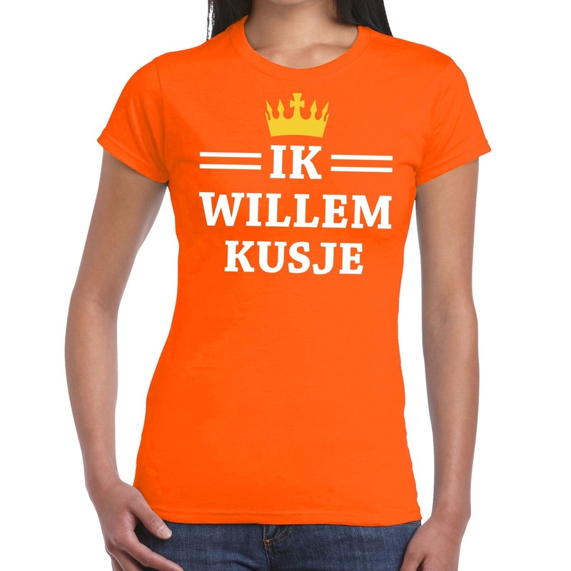 Oranje Ik Willem kusje t-shirt dames