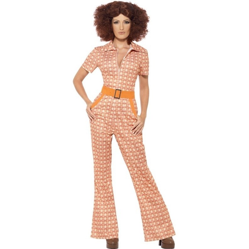 Oranje jaren 70 kostuum voor dames