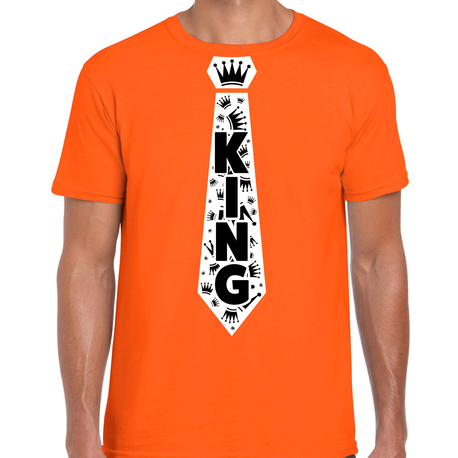 Oranje Koningsdag t-shirt king stropdas heren