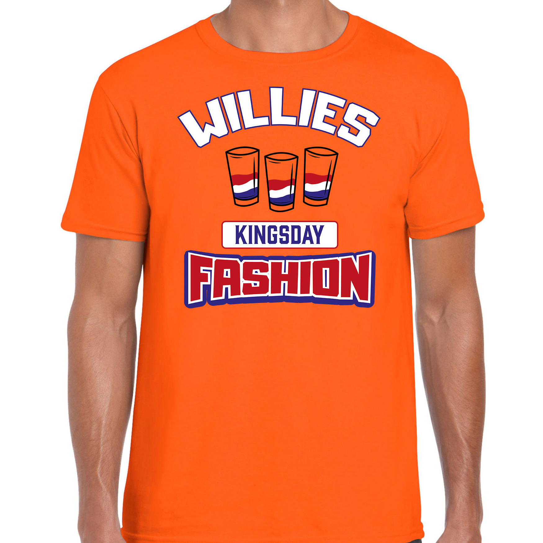 Oranje Koningsdag t-shirt Willies Kingsday fashion shotjes heren