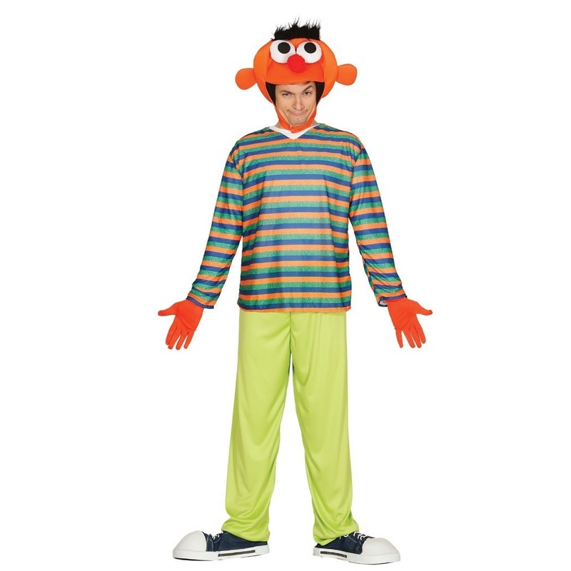 Oranje pop Ernie verkleed kostuum voor heren