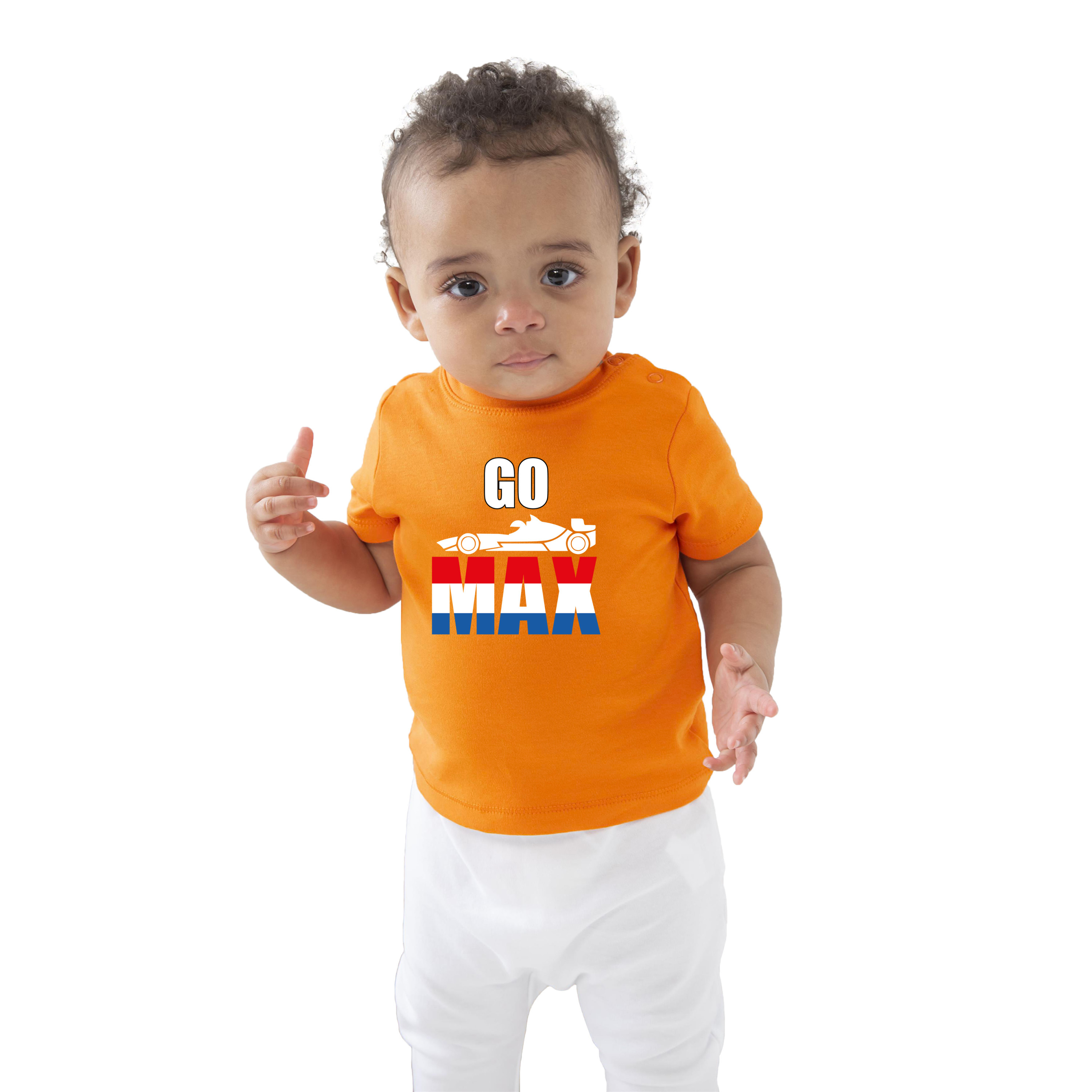 Oranje t-shirt go Max met race auto coureur supporter-race supporter voor baby-peuter