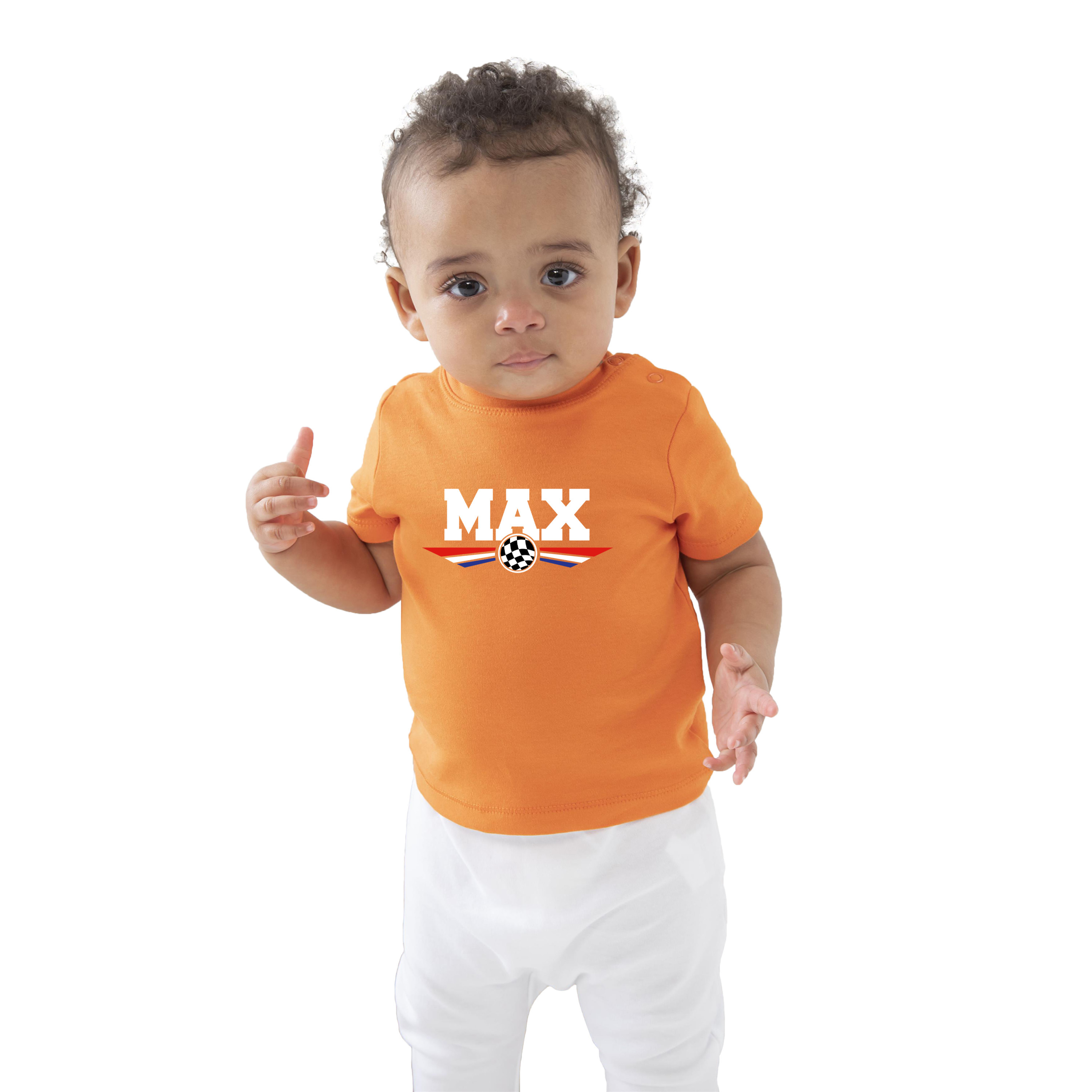 Oranje t-shirt Max coureur supporter-race supporter voor baby-peuter