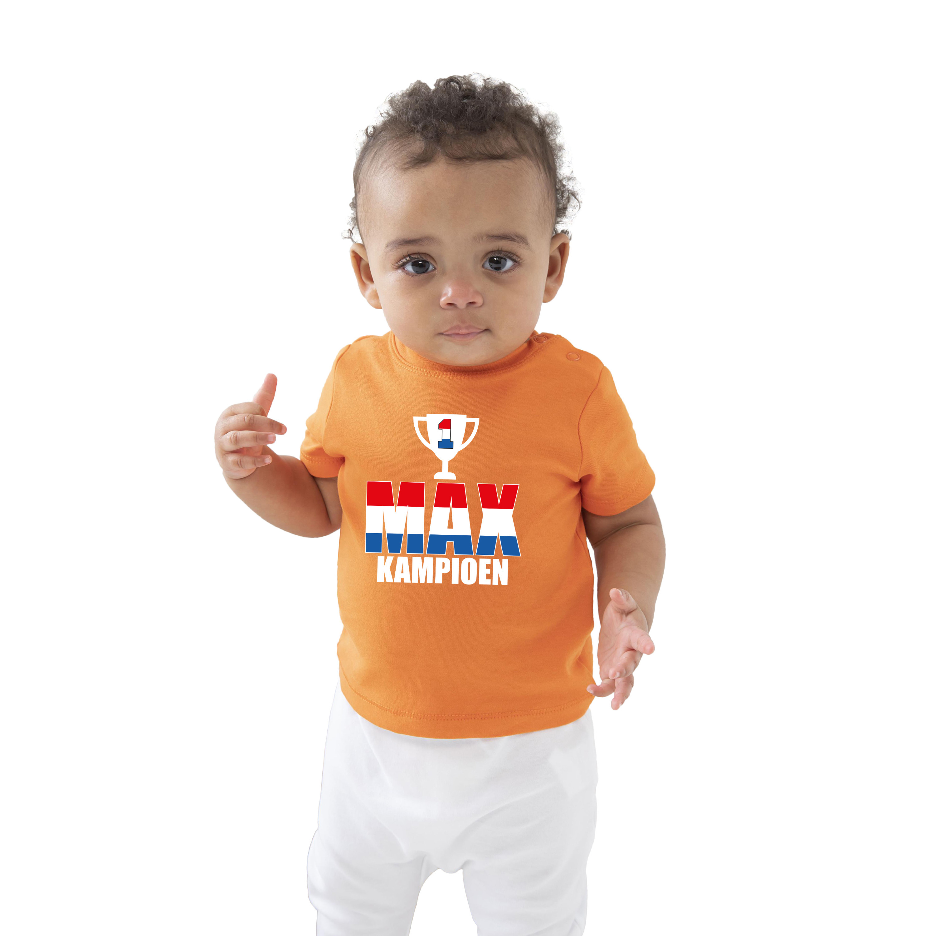 Oranje t-shirt Max kampioen beker supporter-race supporter voor baby-peuter