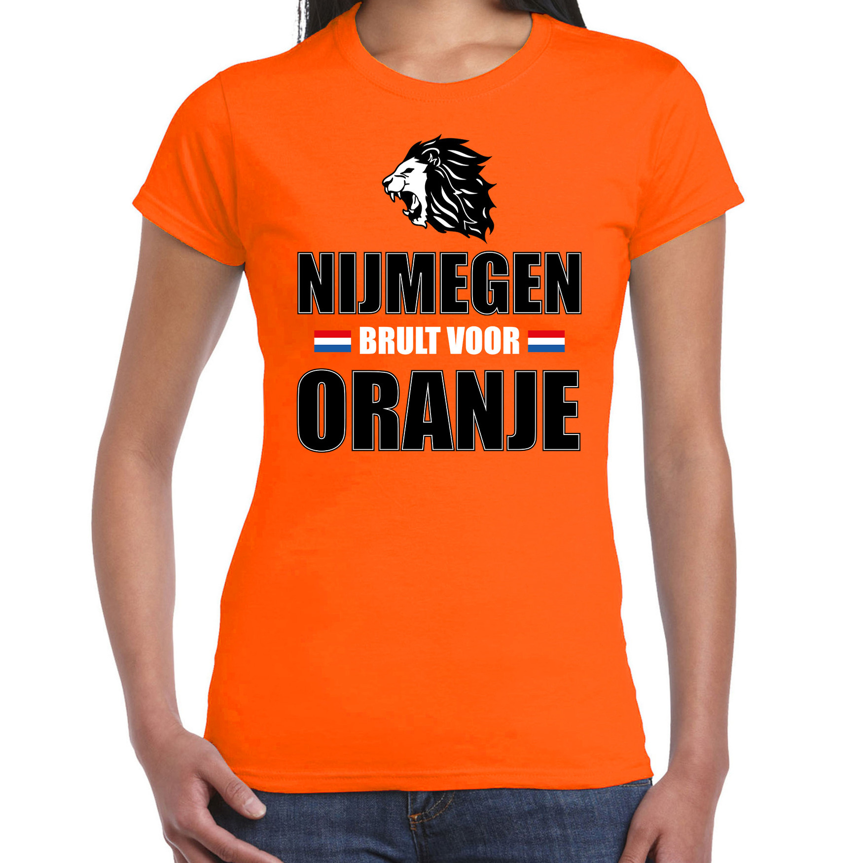 Oranje t-shirt Nijmegen brult voor oranje dames Holland-Nederland supporter shirt EK- WK