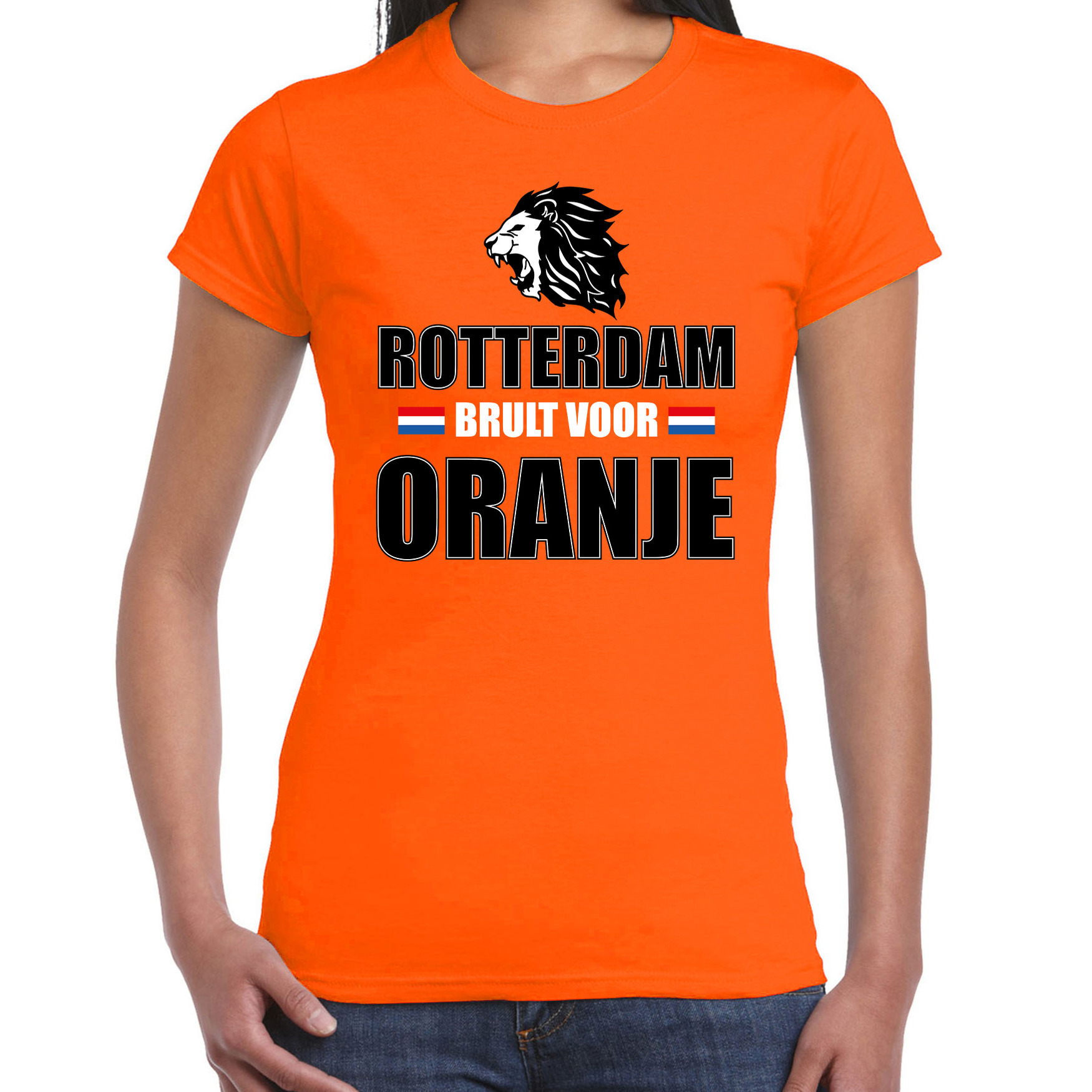 Oranje t-shirt Rotterdam brult voor oranje dames Holland-Nederland supporter shirt EK- WK
