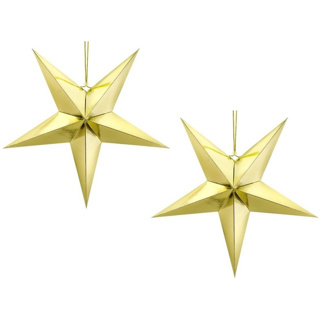 Pakket van 10x stuks kerstster decoratie gouden ster lampionnen 30 cm