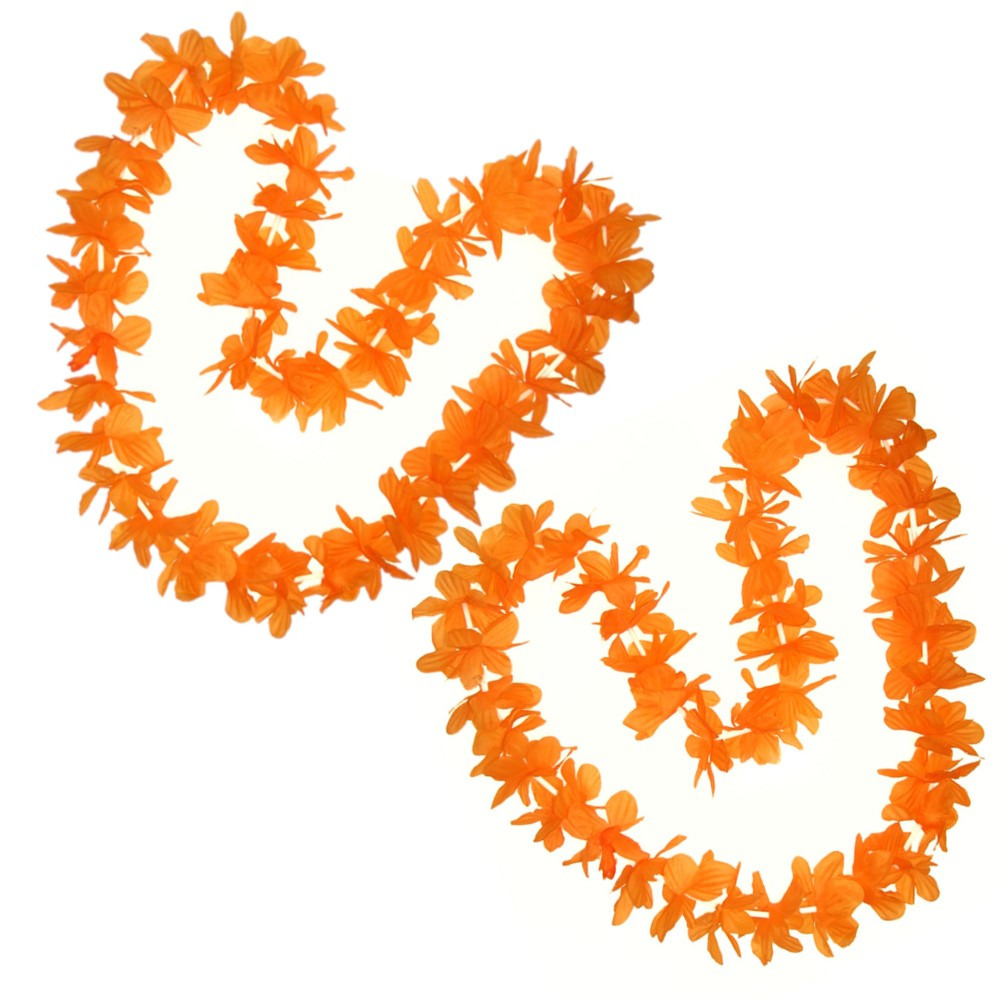 Pakket van 10x stuks oranje Hawaii krans slingers