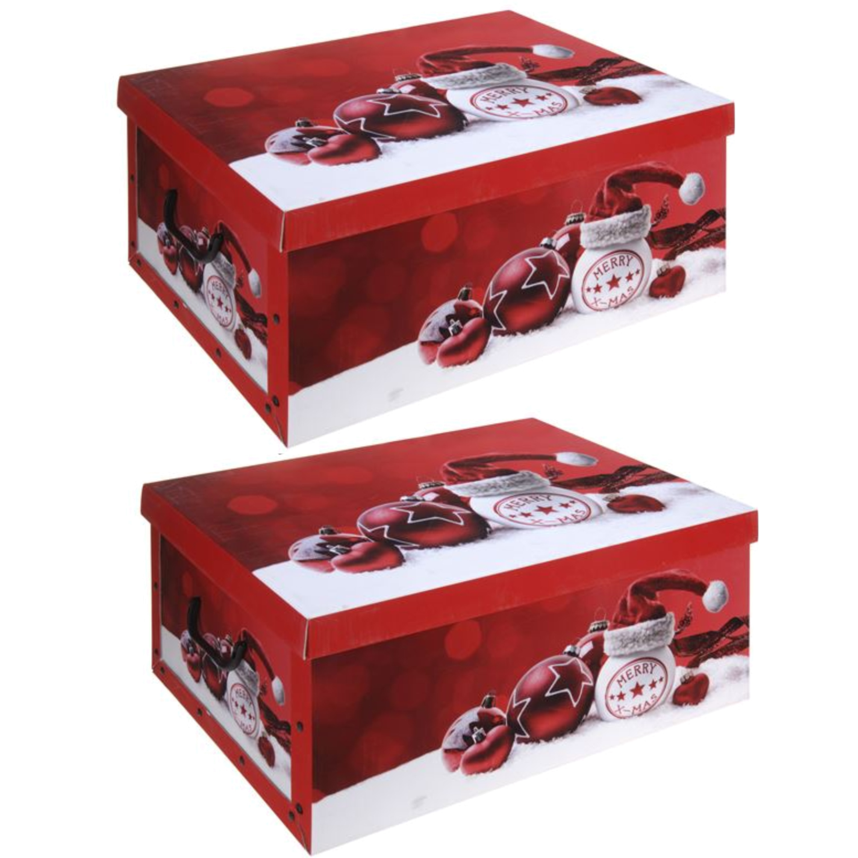 Pakket van 2x stuks rode kerstballen-kerstversiering opbergbox 51 cm