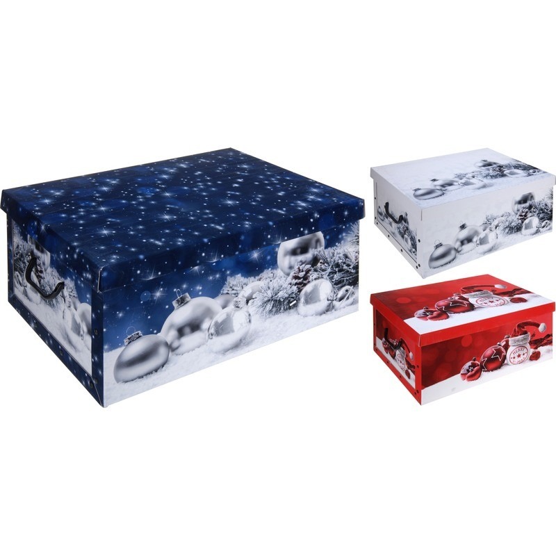 Pakket van 2x stuks witte kerstballen-kerstversiering opbergbox 51 cm