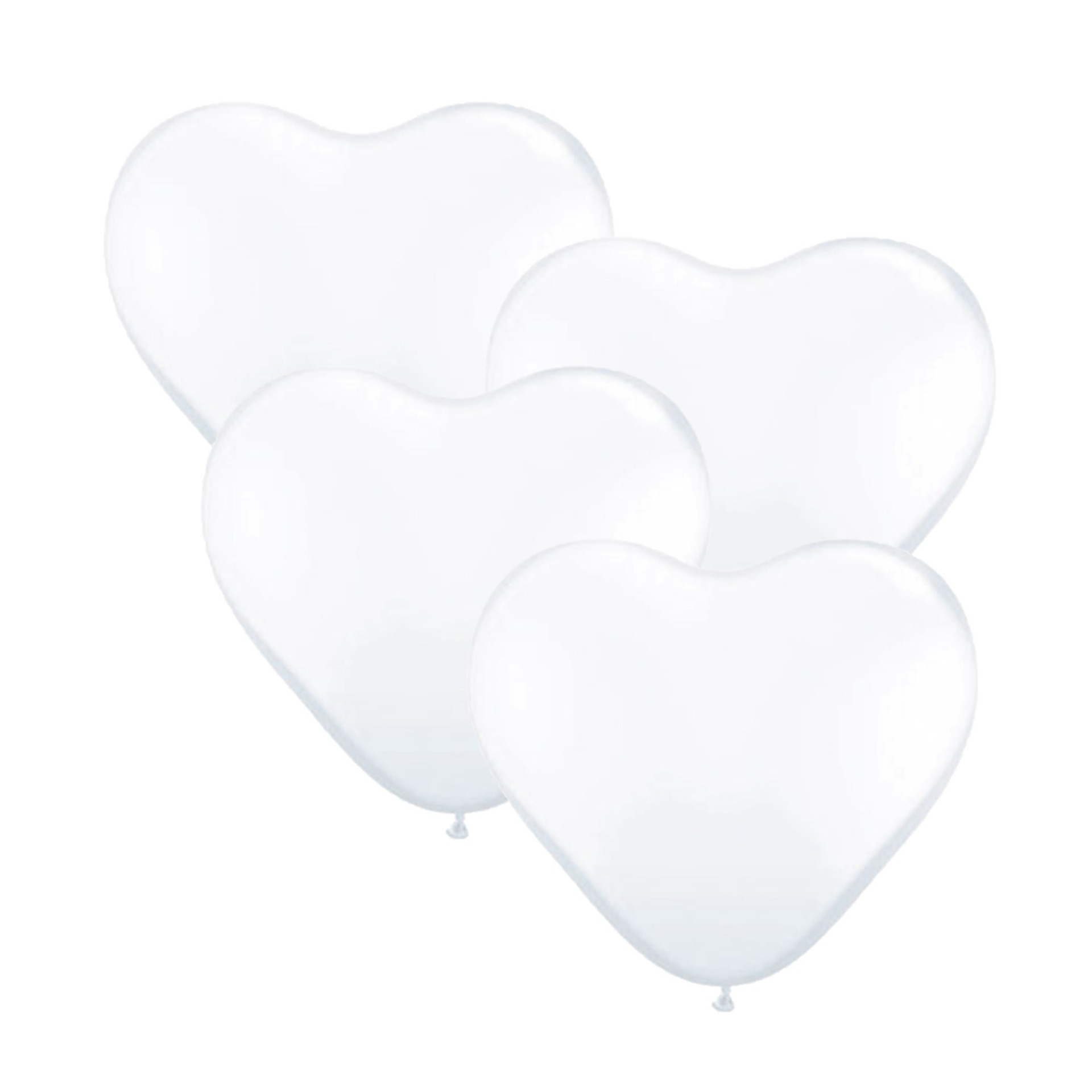 Pakket van 4x stuks qualatex hartjes XL ballonnen wit 90 cm