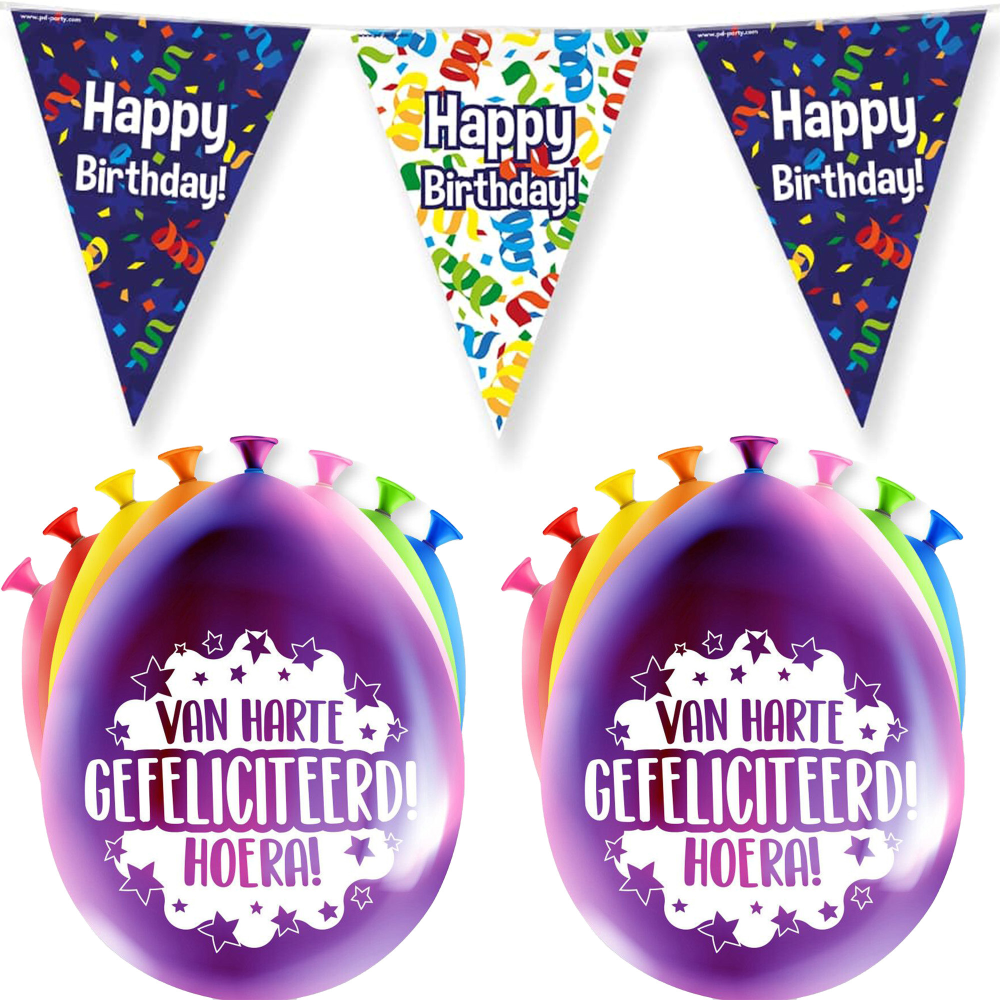 Paperdreams Happy brithday feest set - Ballonnen & vlaggenlijnen - 17x stuks