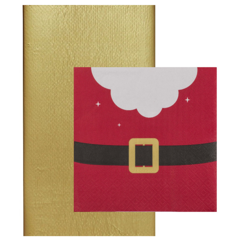 Papieren tafelkleed/tafellaken goud inclusief kerst servetten