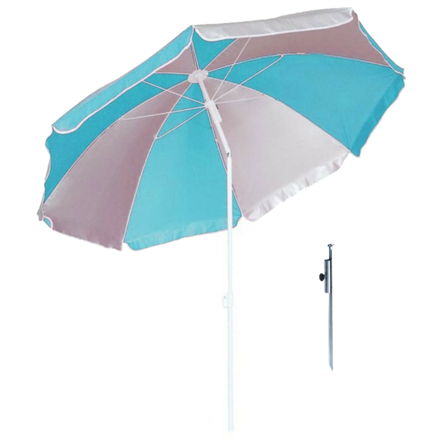Parasol Blauw-wit D120 cm incl. draagtas parasolharing 49 cm