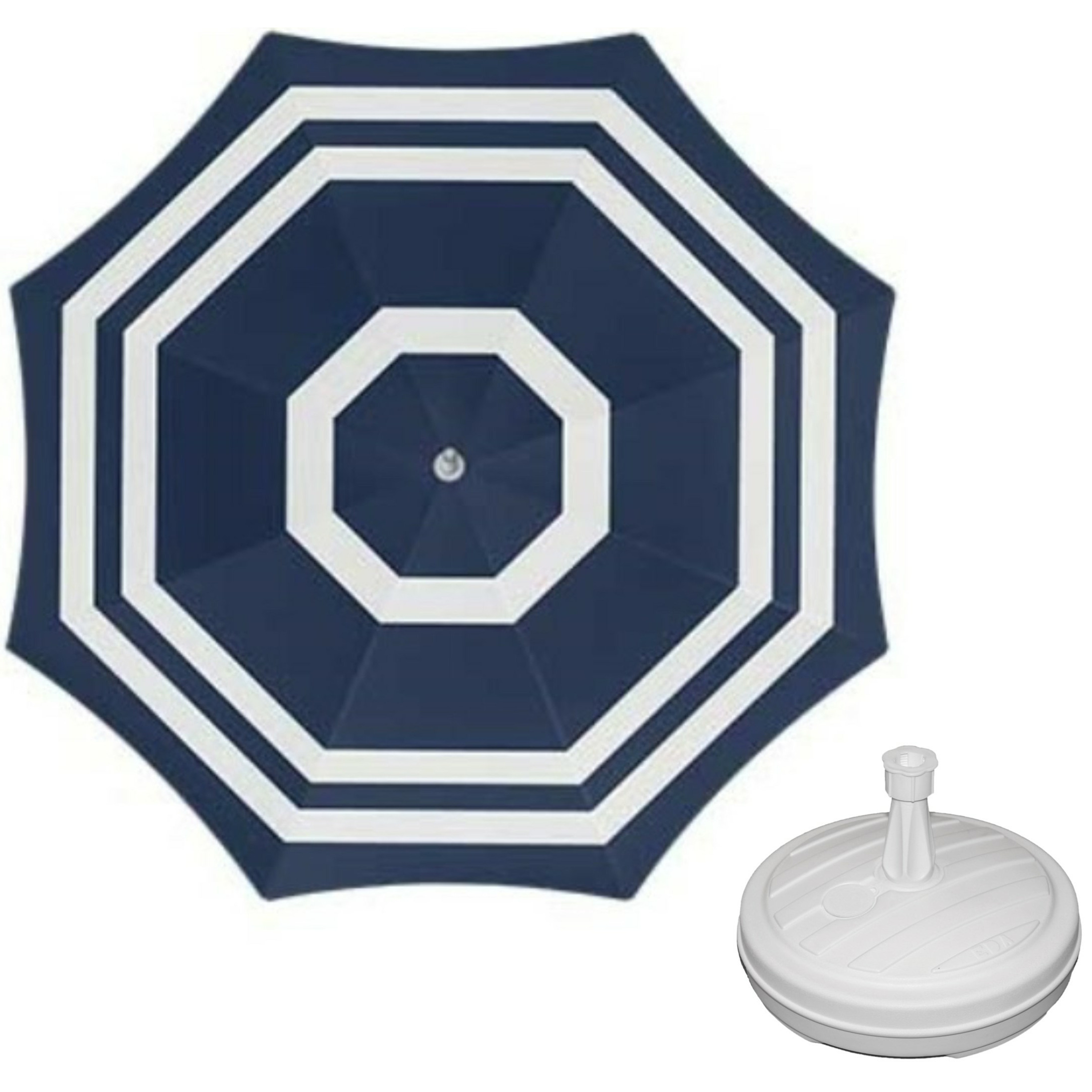 Parasol blauw-wit D140 cm incl. draagtas parasolvoet 42 cm
