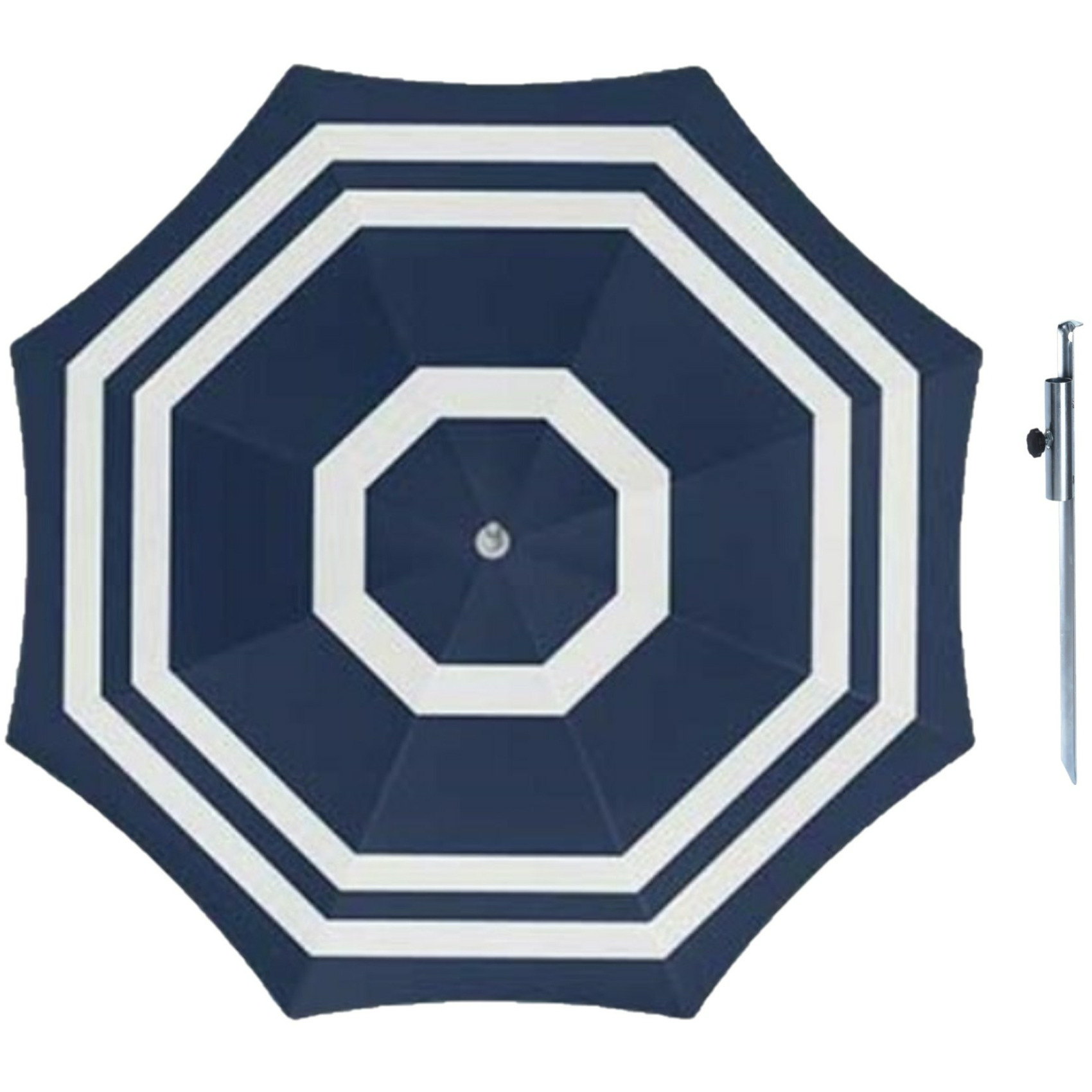 Parasol blauw-wit D160 cm incl. draagtas parasolharing 49 cm