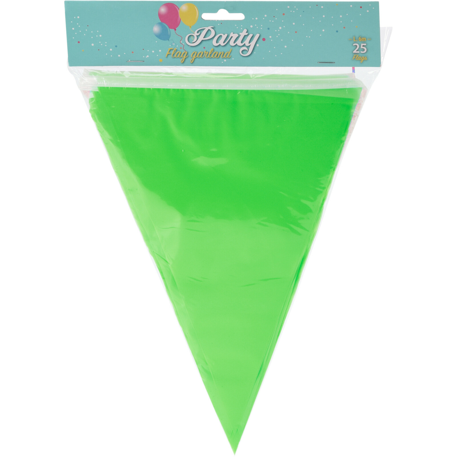 Party Vlaggenlijn binnen-buiten plastic groen 600 cm 25 vlaggetjes