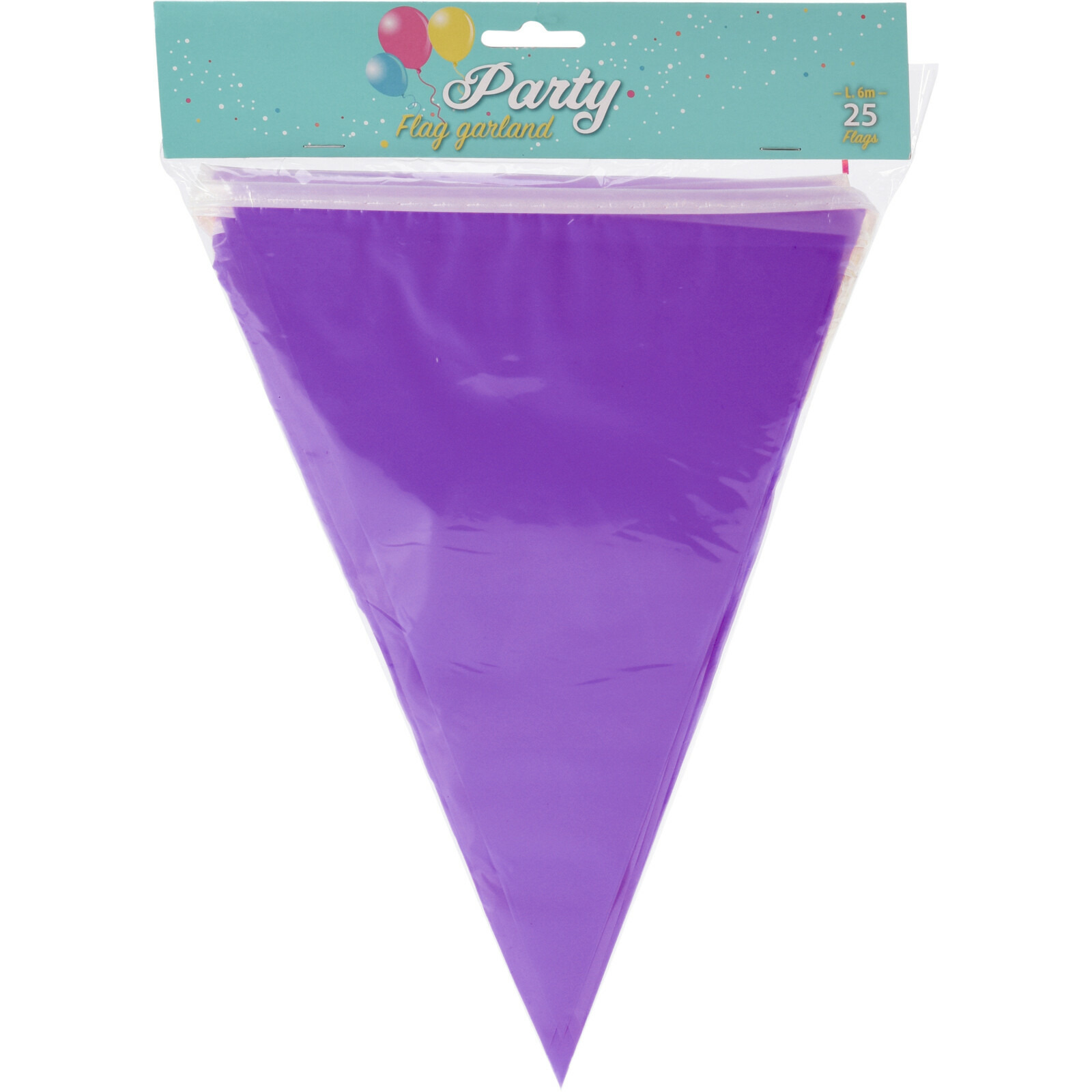 Party Vlaggenlijn binnen-buiten plastic paars 600 cm 25 vlaggetjes