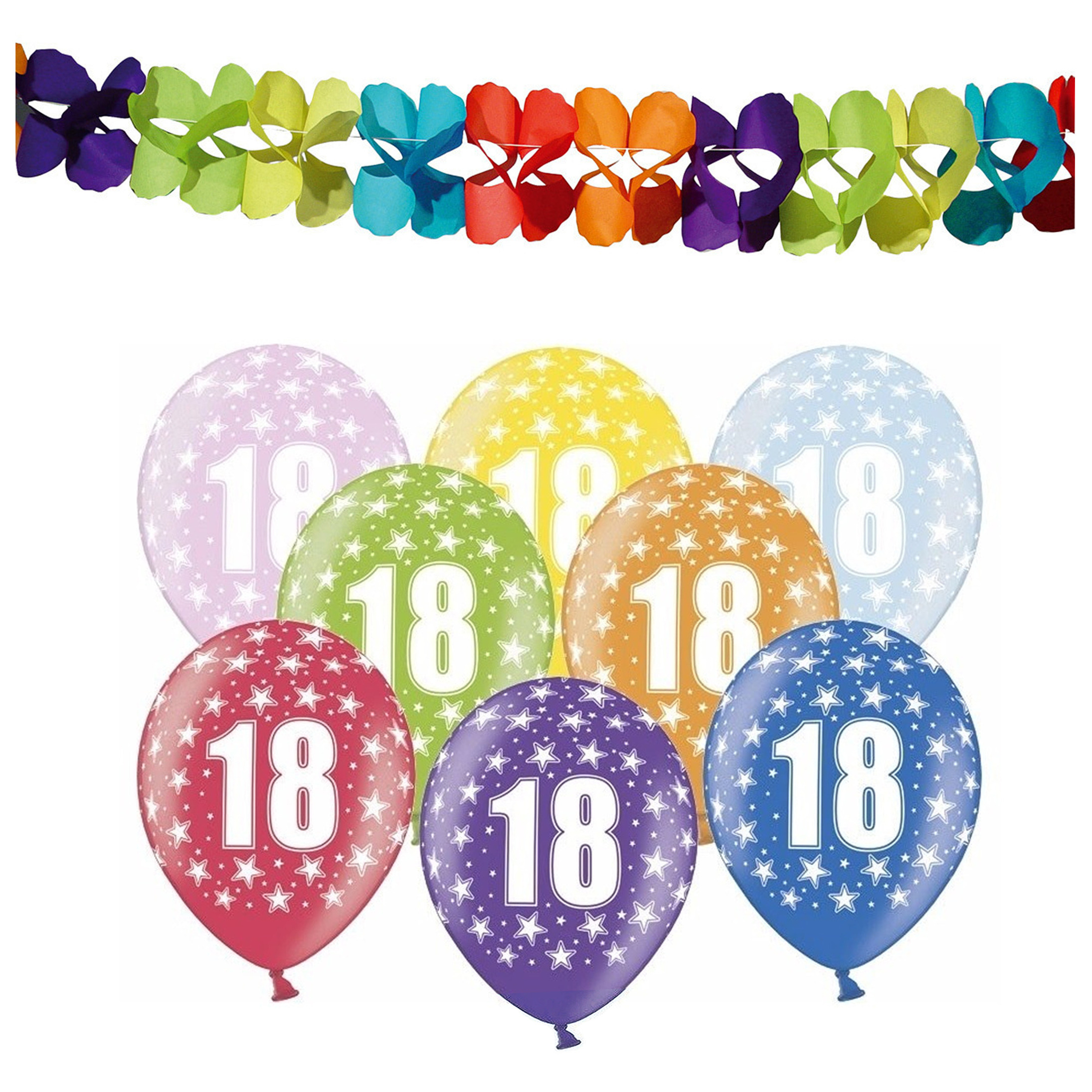 Partydeco 18e jaar verjaardag feestversiering set - Ballonnen en slingers