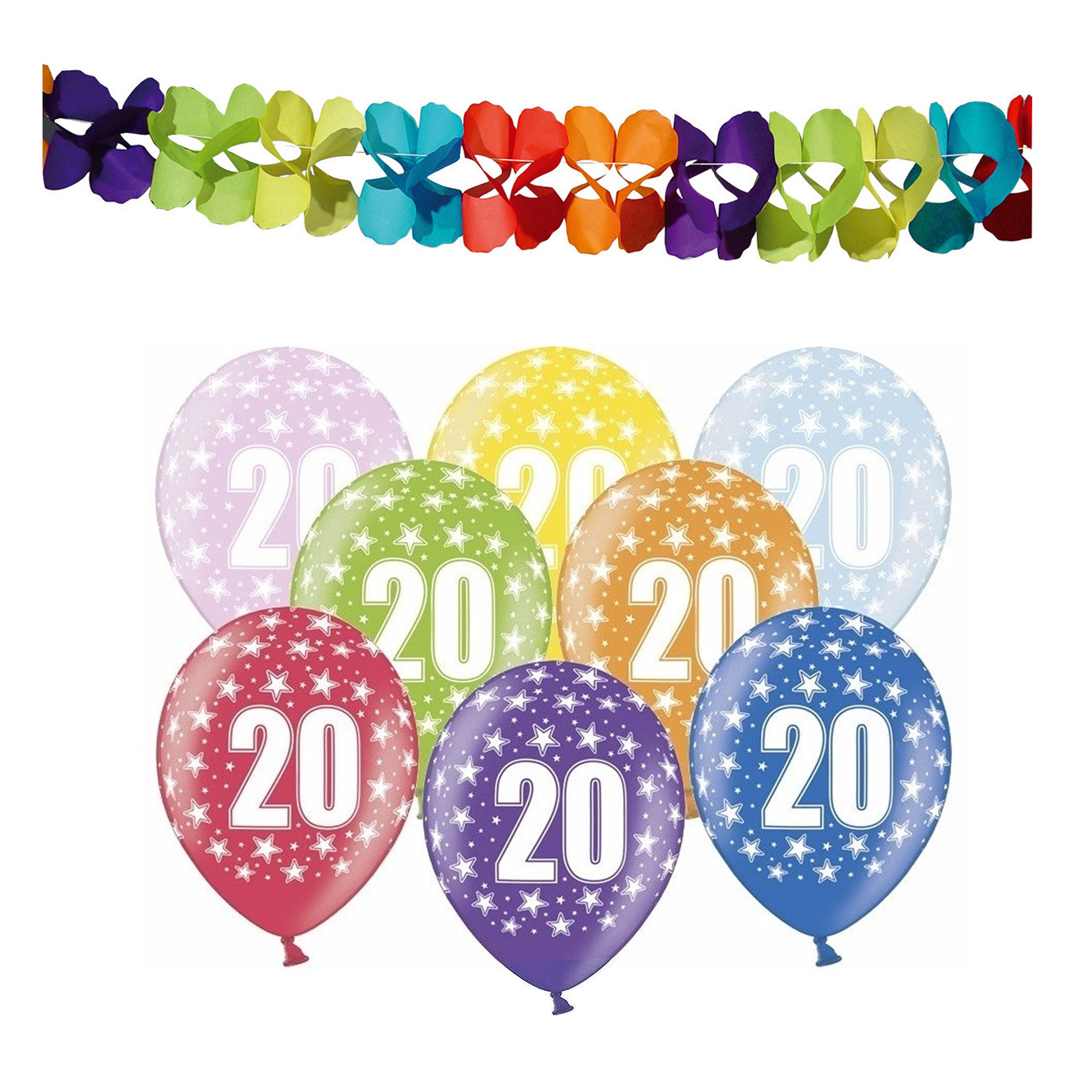 Partydeco 20e jaar verjaardag feestversiering set - Ballonnen en slingers -