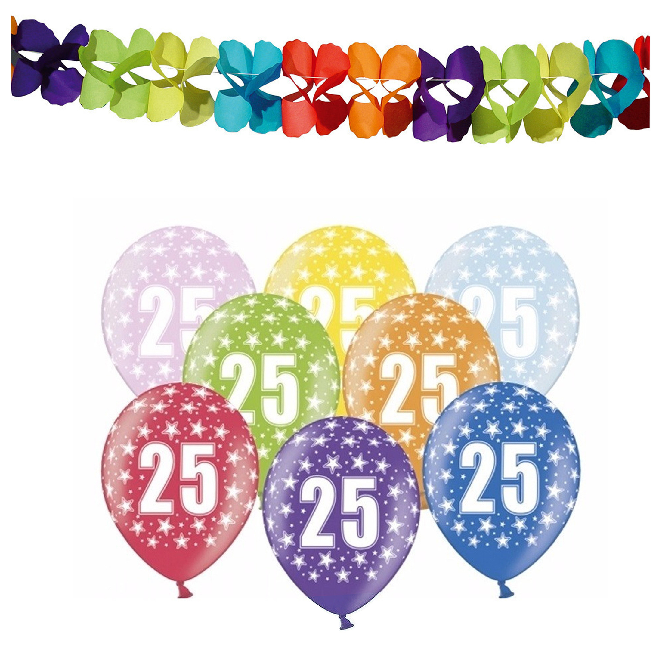 Partydeco 25e jaar verjaardag feestversiering set - Ballonnen en slingers