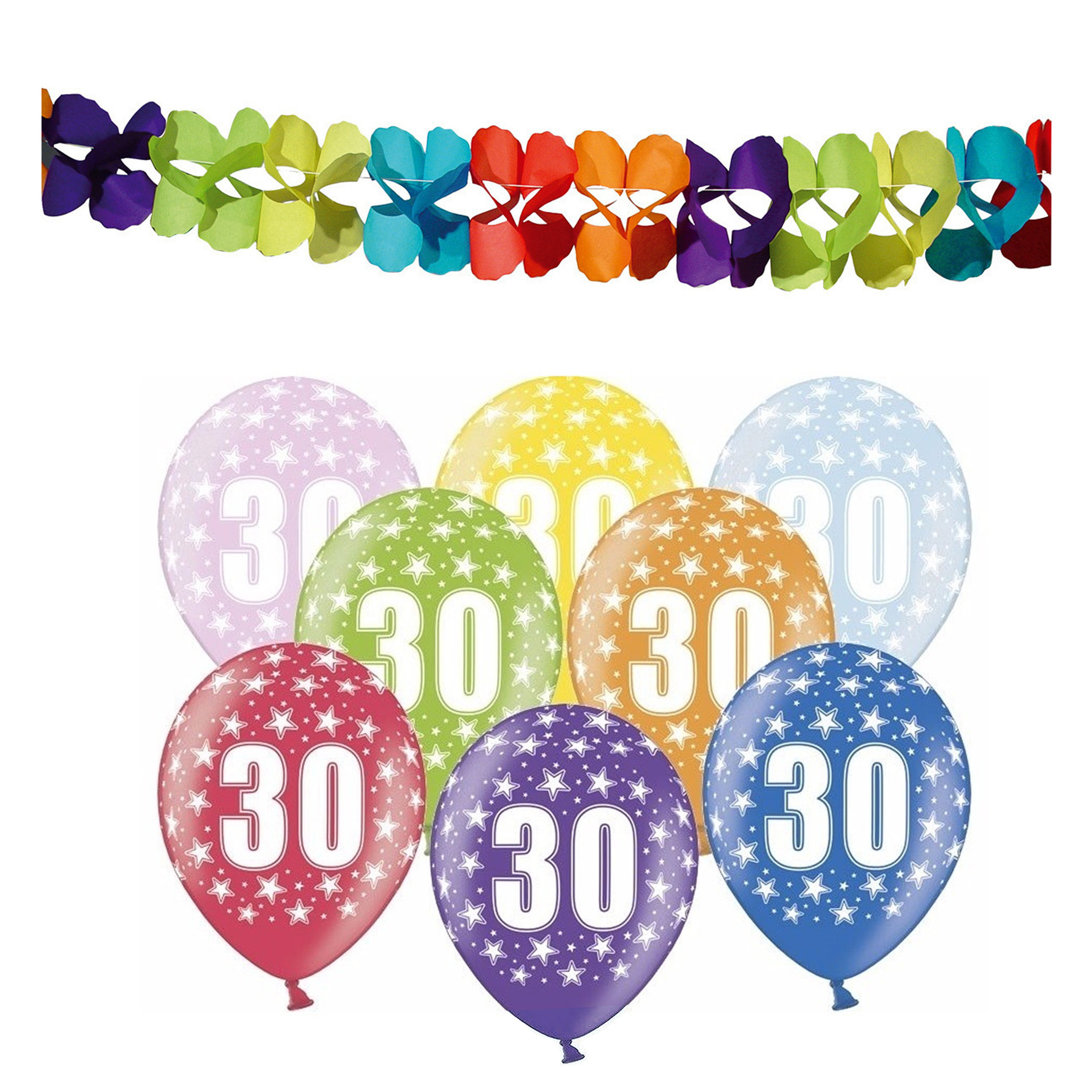 Partydeco 30e jaar verjaardag feestversiering set - Ballonnen en slingers -