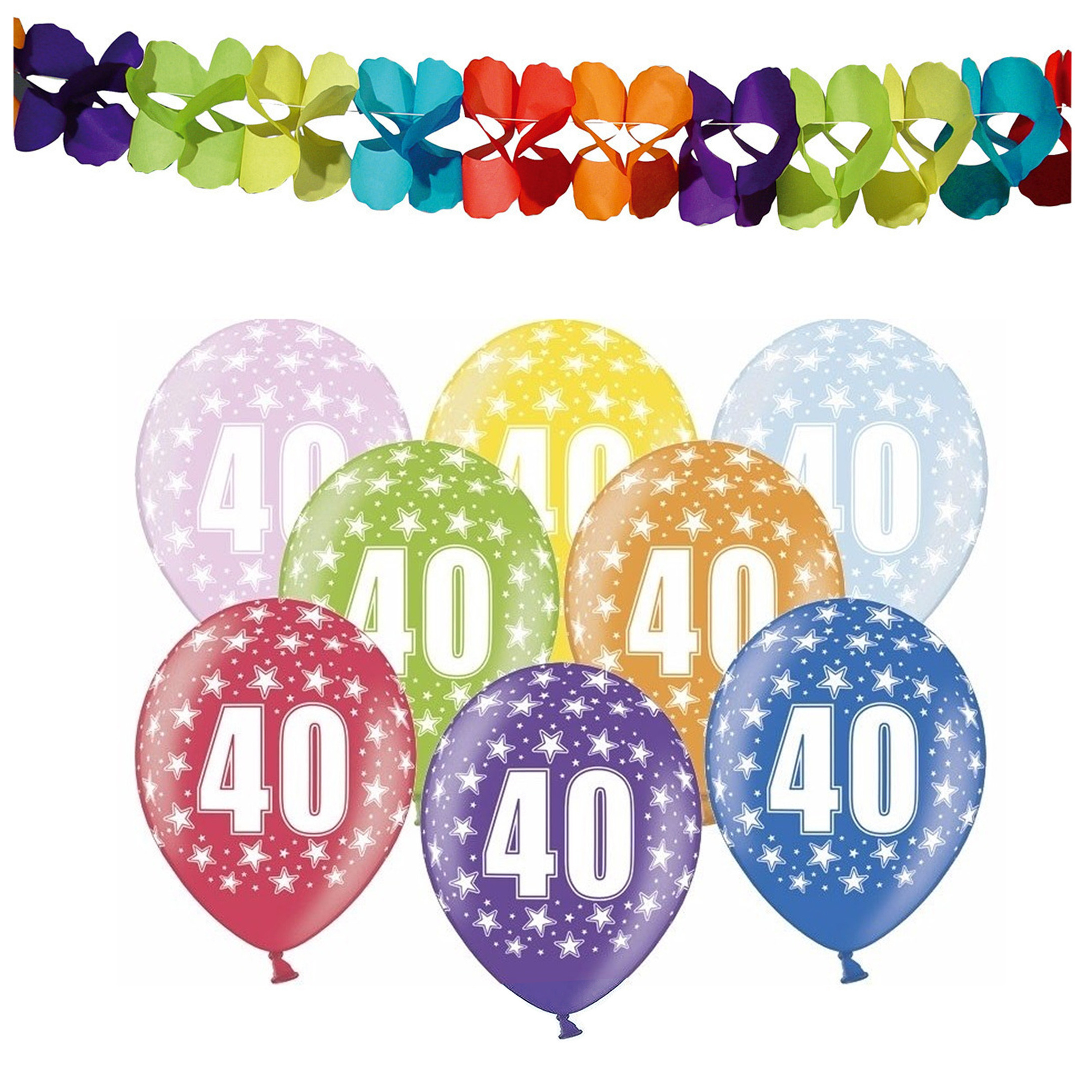 Partydeco 40e jaar verjaardag feestversiering set - Ballonnen en slingers -