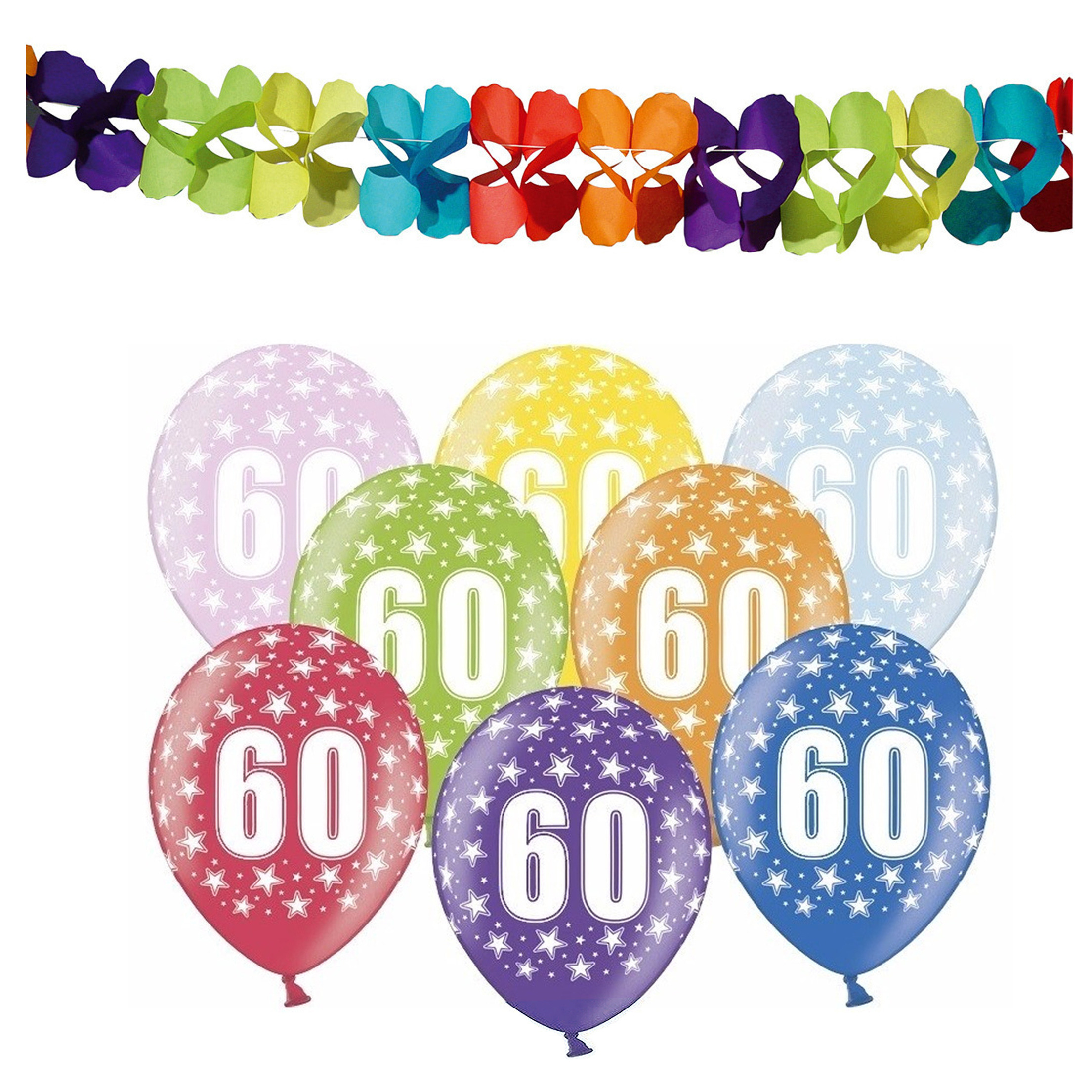 Partydeco 60e jaar verjaardag feestversiering set Ballonnen en slingers