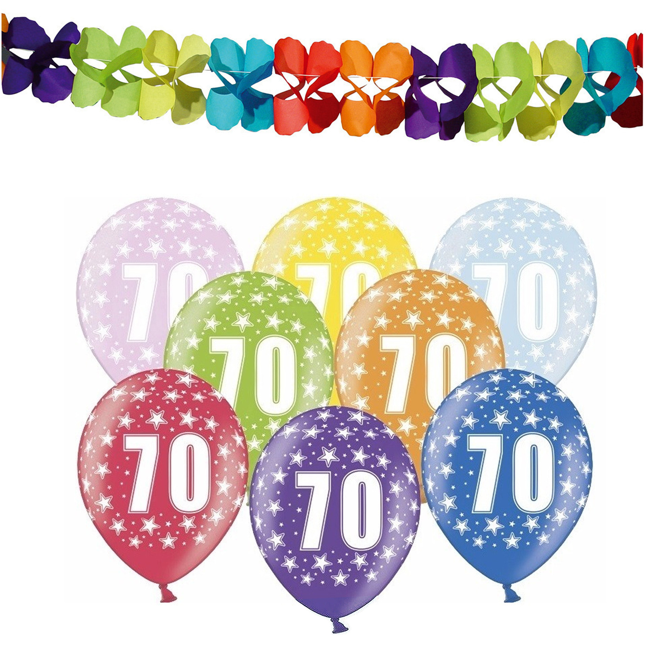 Partydeco 70e jaar verjaardag feestversiering set - Ballonnen en slingers -
