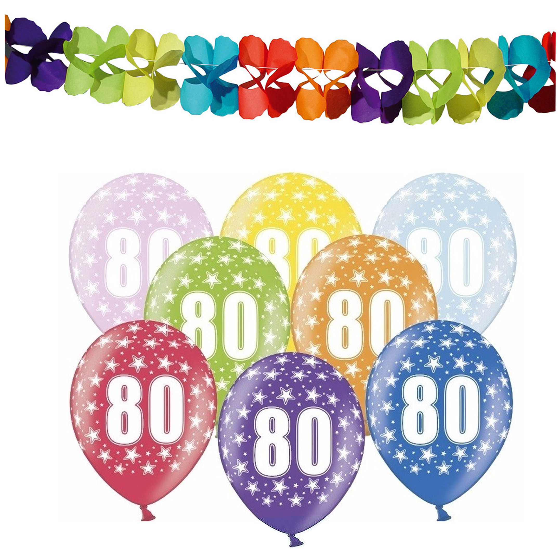 Partydeco 80e jaar verjaardag feestversiering set Ballonnen en slingers