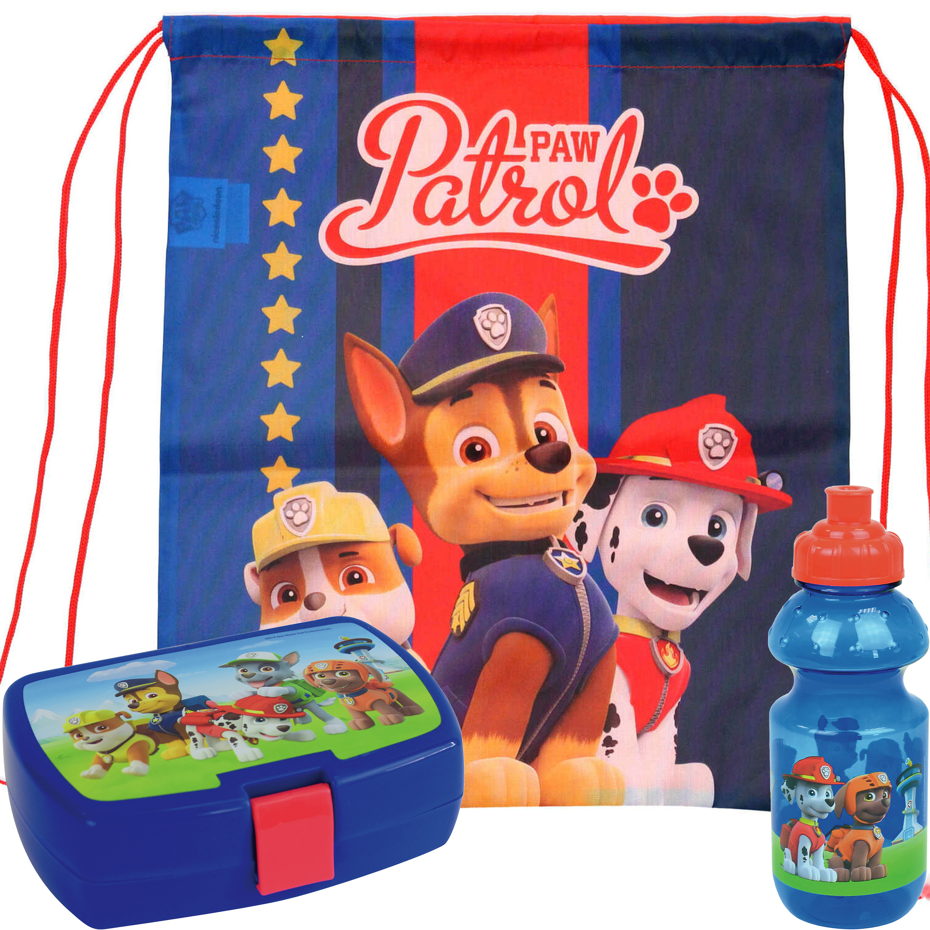 Paw Patrol lunchbox set voor kinderen - 3-delig - blauw - kunststof - incl. gymtas/schooltas