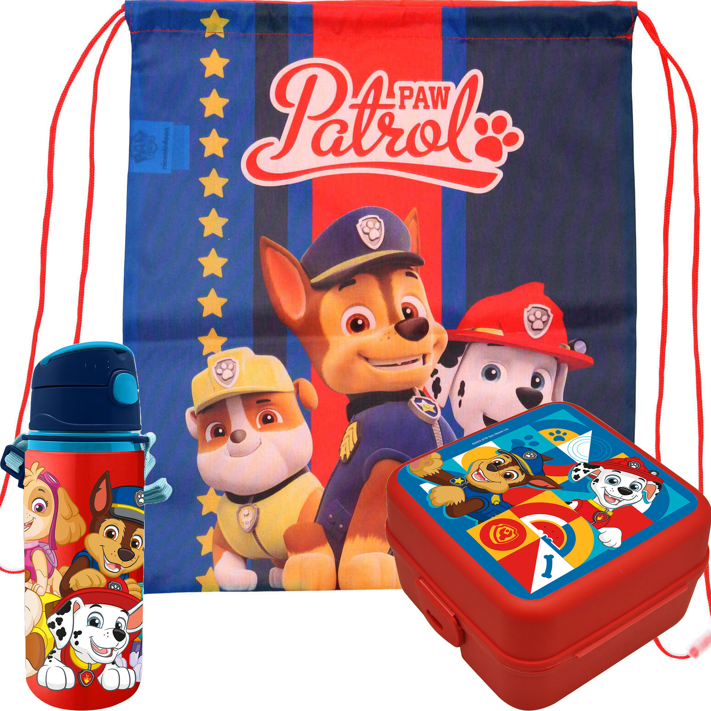 Paw Patrol lunchbox set voor kinderen - 3-delig - rood - incl. gymtas/schooltas