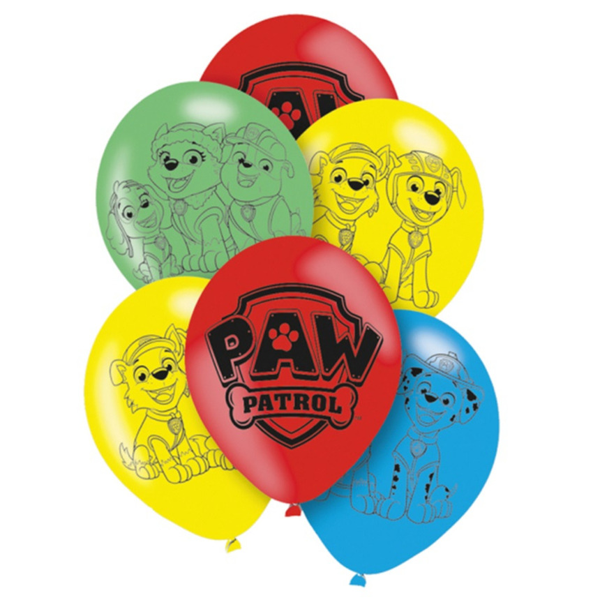 Paw Patrol themafeest ballonnen - 6x - gekleurd - 28 cm - voor kinderen -