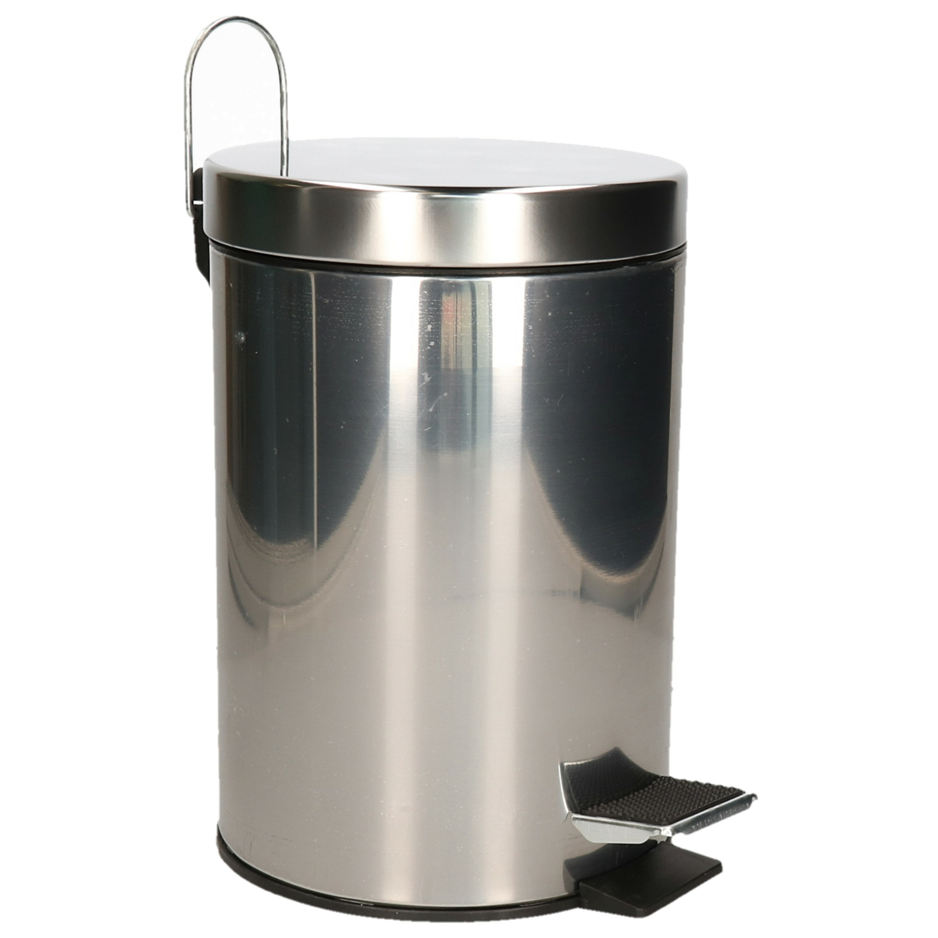 Pedaalemmer-prullenbak-vuilnisbak 3 liter zilver RVS 17 x 25 cm