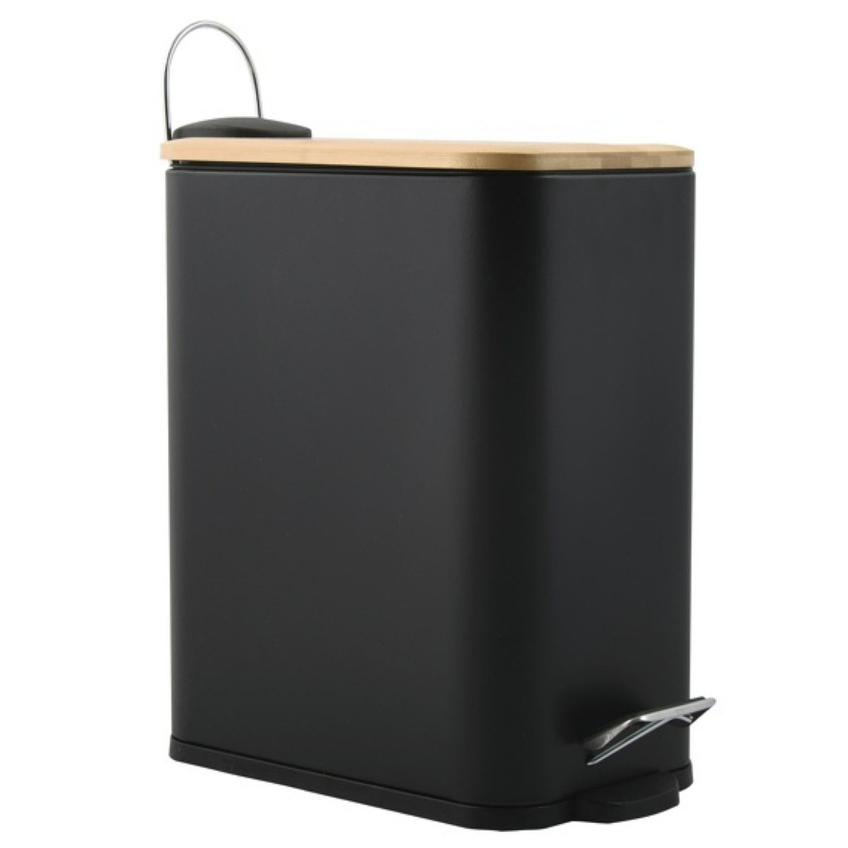 Pedaalemmer Vienne zwart 5 liter metaal 28 x 29 cm soft-close toilet-badkamer