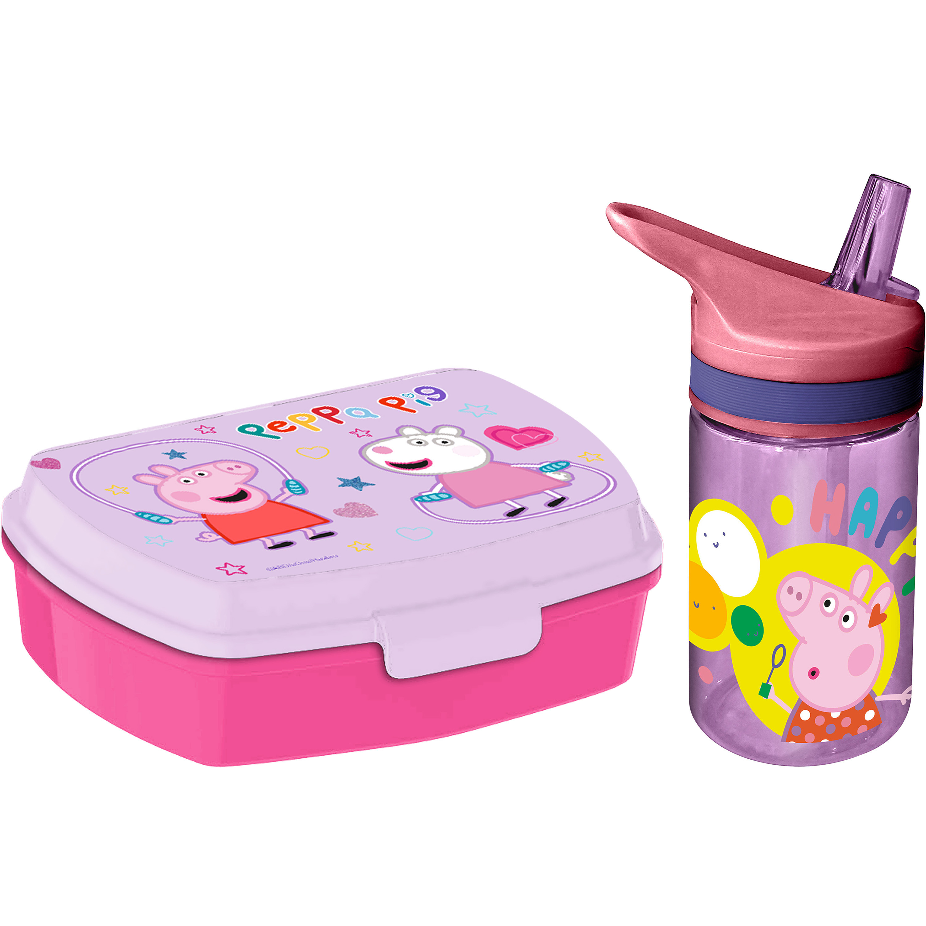 Peppa Pig lunchbox set voor kinderen 2-delig roze kunststof