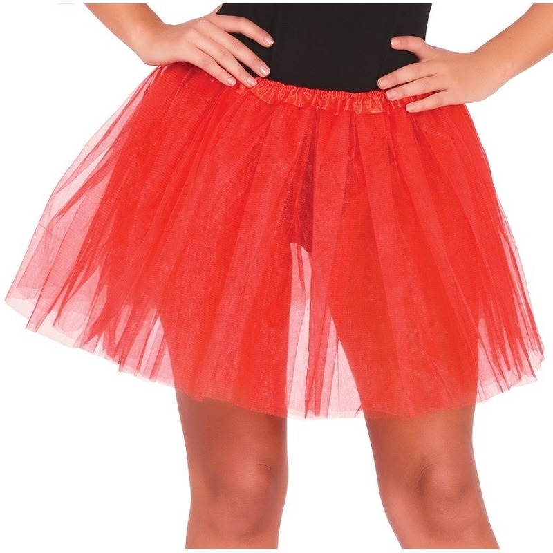 Petticoat-tutu verkleed rokje rood 40 cm voor dames