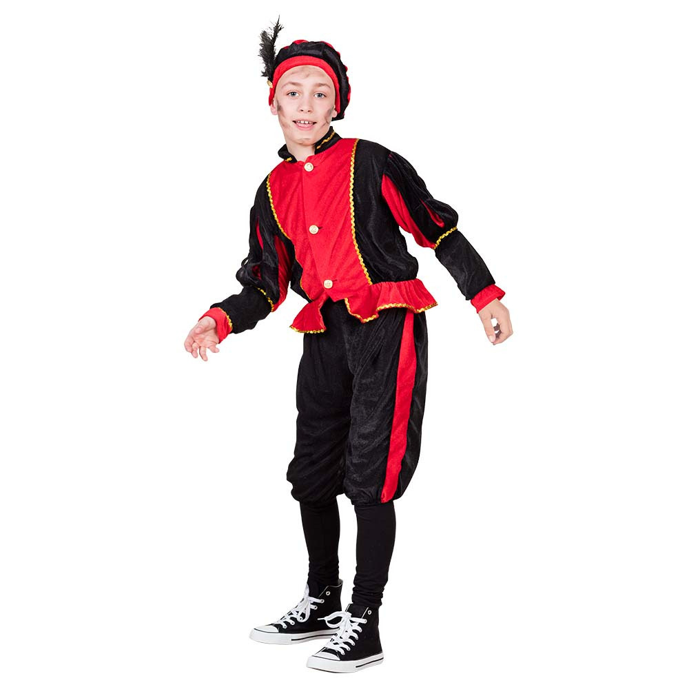 Piet verkleed kostuum 3-delig - rood/zwart - polyester - pietenpak voor kinderen