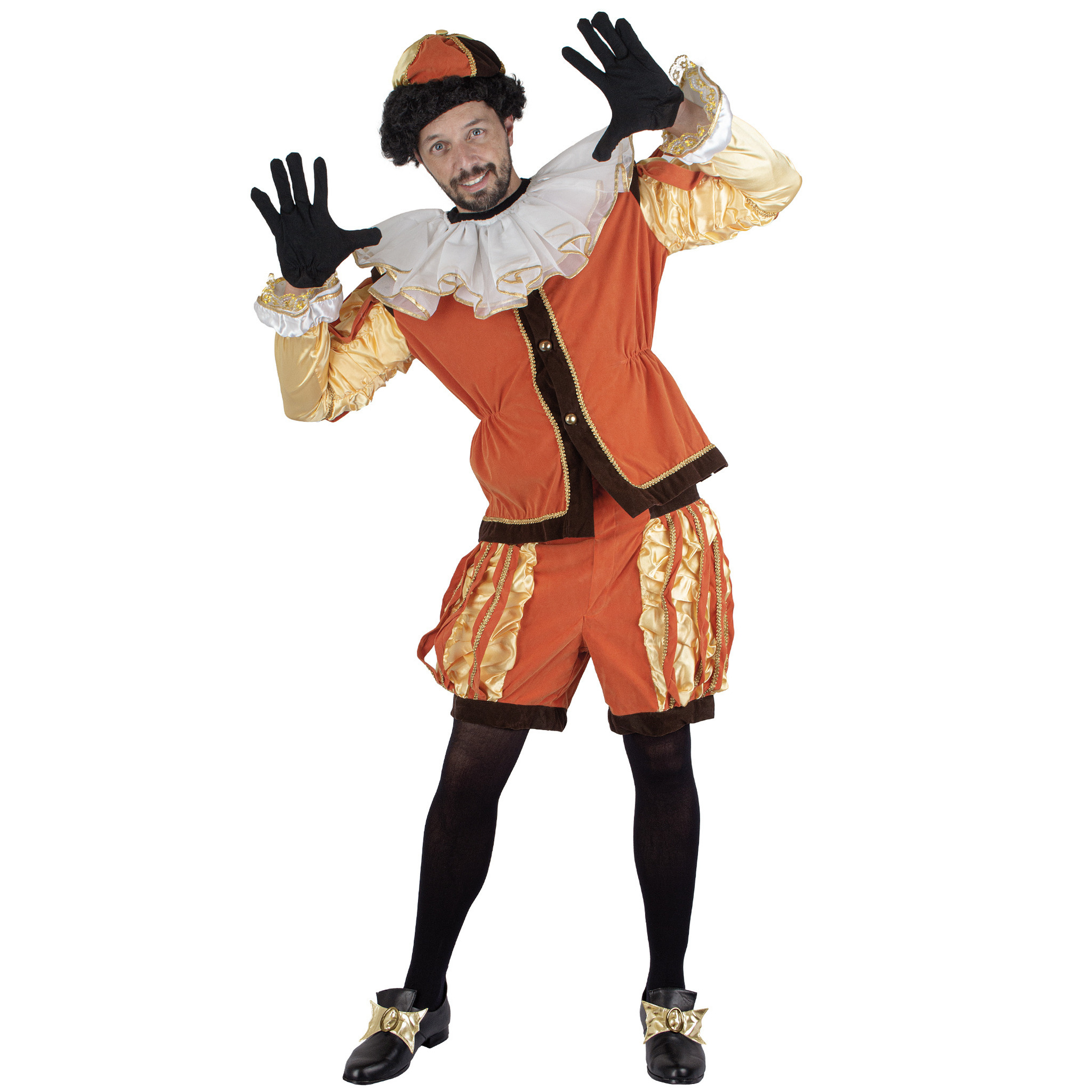 Piet verkleed kostuum luxe 4-delig - oranje - polyester - pietenpak voor volwassenen