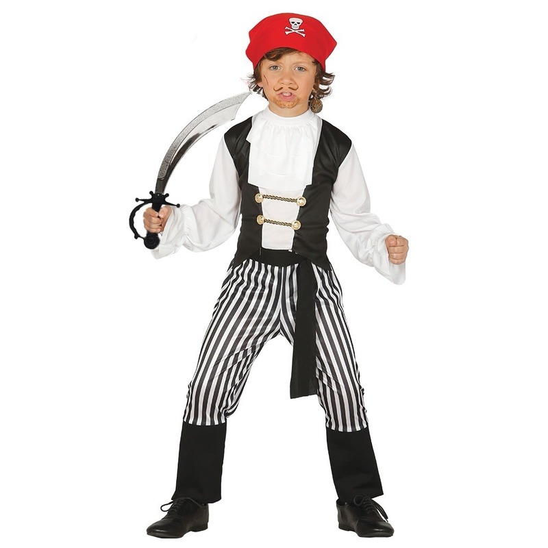 Piraten kostuum maat 128-134 met zwaard voor kinderen