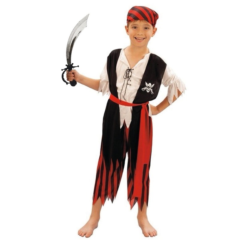 Piraten kostuum maat L met zwaard voor kinderen