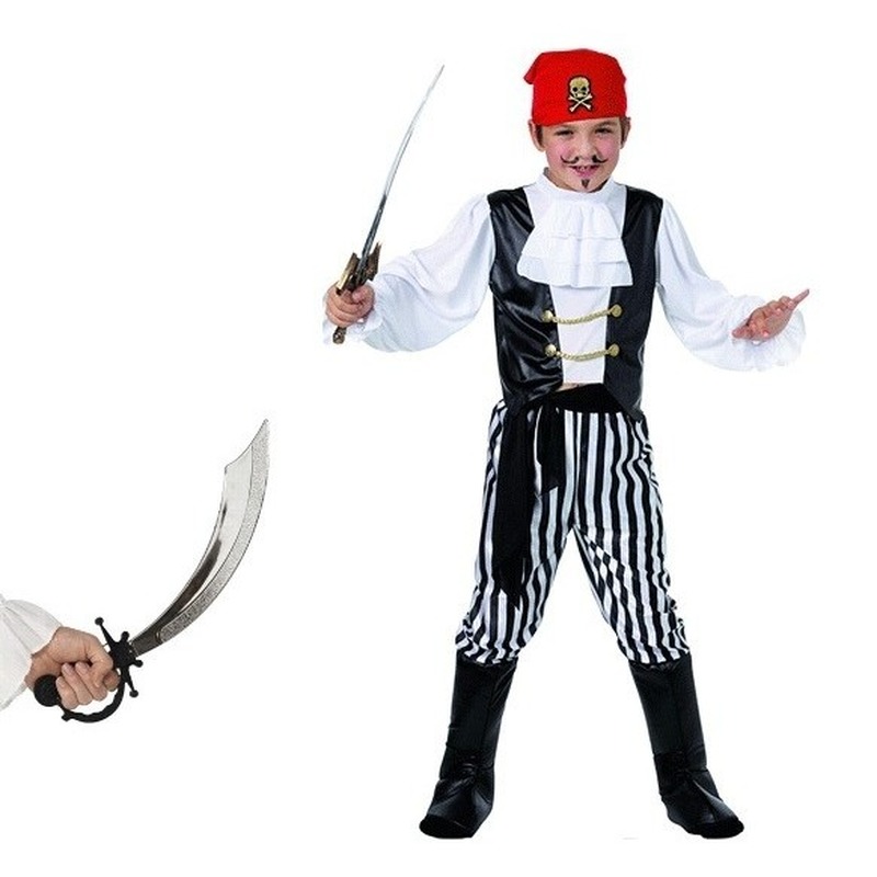 Piraten kostuum maat M met zwaard voor kids