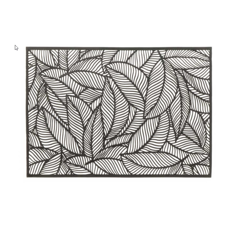 Unique Living Placemat Nissa - 1x - zwart blad motief - 30 x 45 cm - onderlegger -