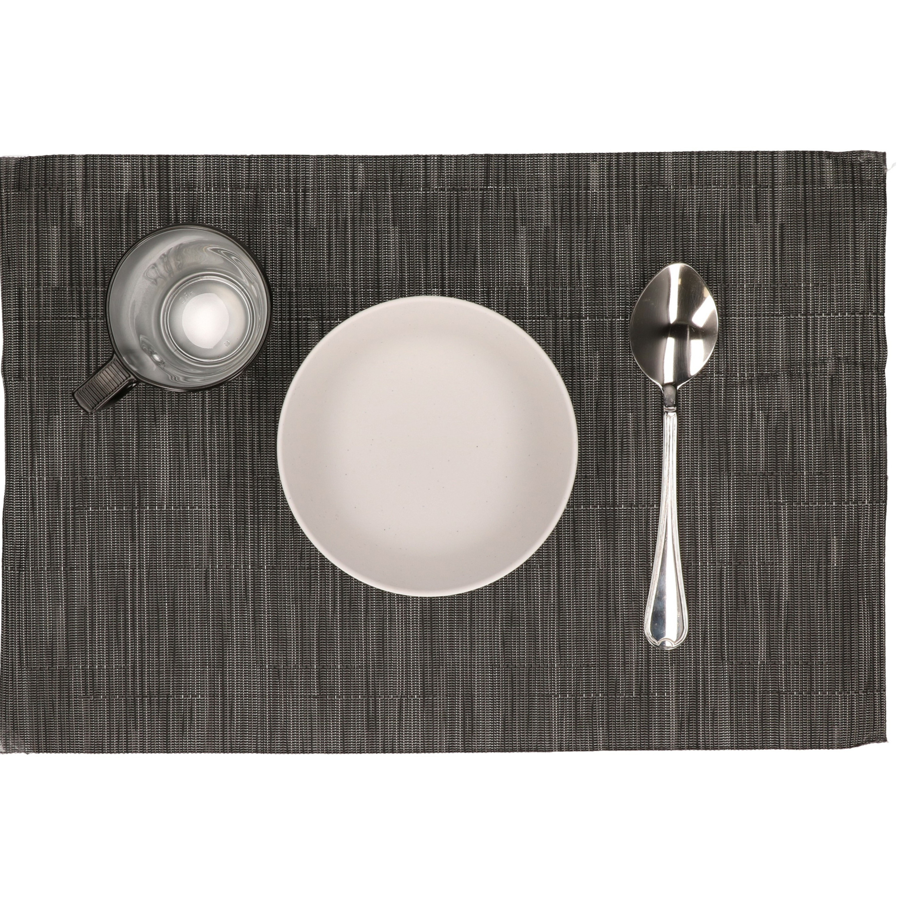 Svenska Living Placemats - 12x stuks - zwart - polyester - 45 x 30 cm -