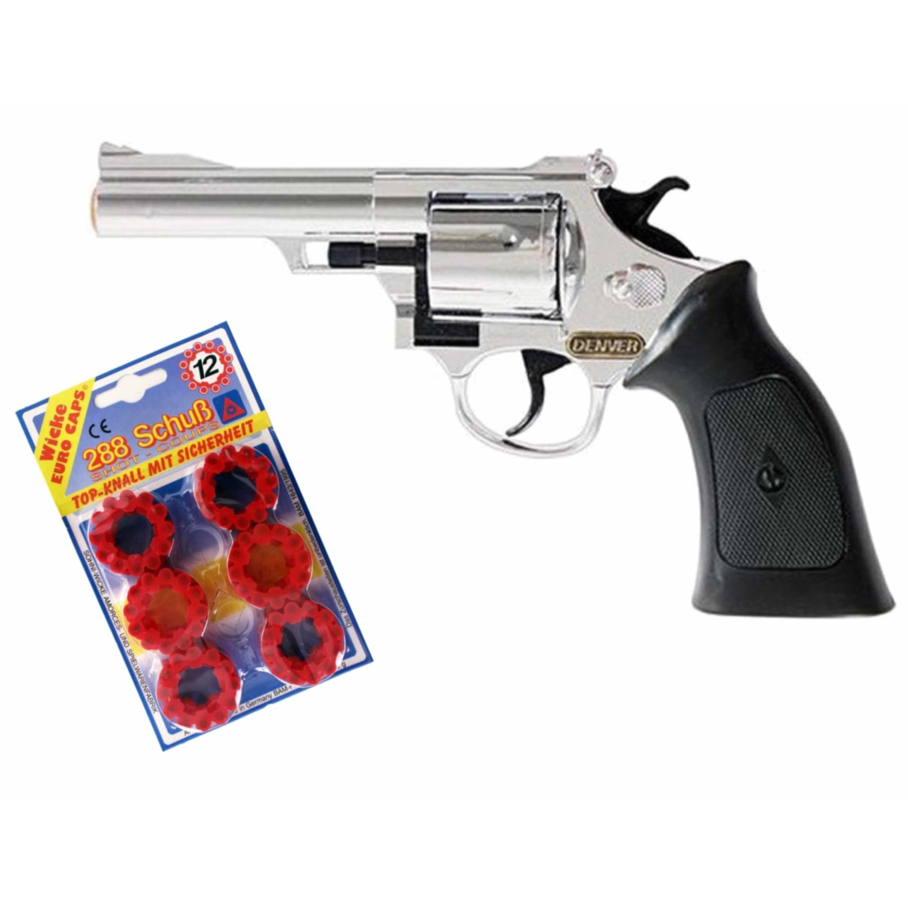 Plaffertjes speelgoed pistool-revolver met 12 schoten magazijn