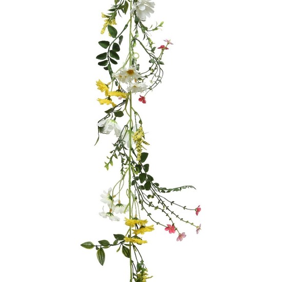 Gele/witte kunsttak kunstplanten slinger 180 cm - Kunstplanten/kunsttakken